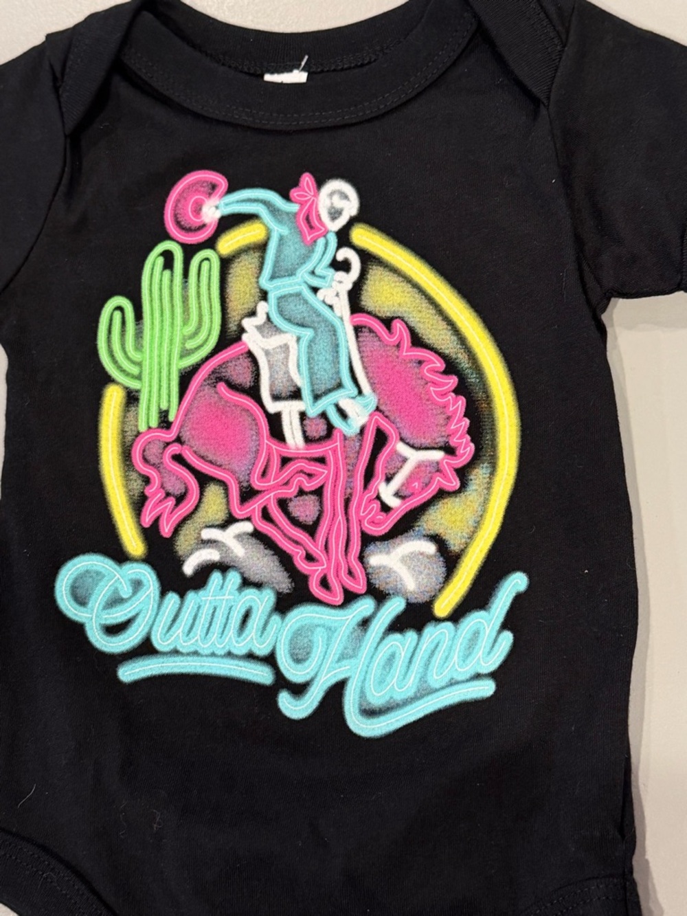 Bella Canvas Black One-Piece with Neon Rodeo Graphic - Picture 3 of 7